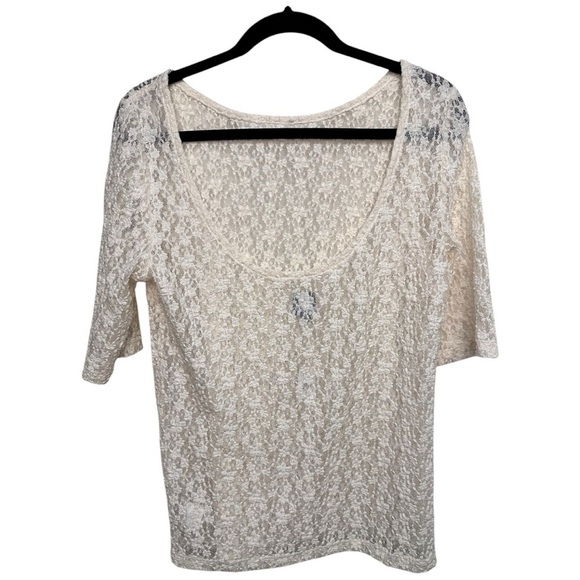 GAP NWT Cream Lace Open Back Top Boho Cottagecore Romantic,  sz Medium Tall - Picture 2 of 4